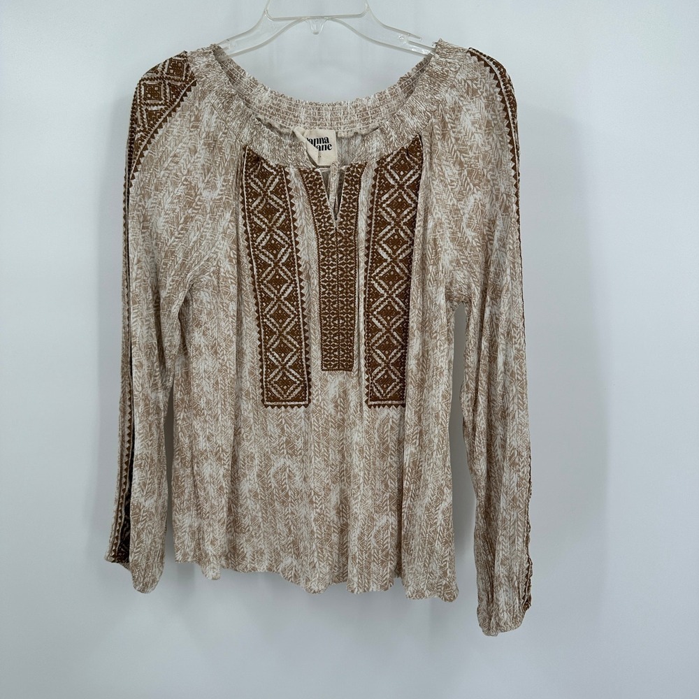 Savanna Jane Womens Boho Embroidered Top Size L Western Prairie Festival Peasant